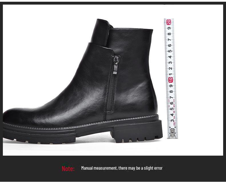 Men's Winter Leather Chelsea Boots with Soft Cowhide, Side Zipper, and Velvet Lining