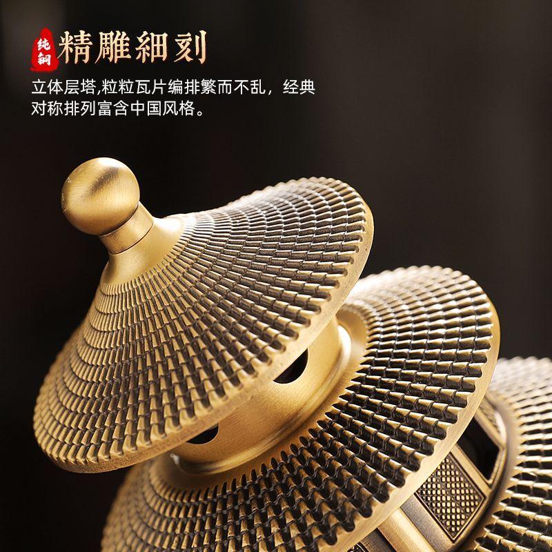 Temple of Heaven Prayer Hall Full Copper Incense Burner Household Pure Copper Incense Burner Incense Burner Tea Ceremony