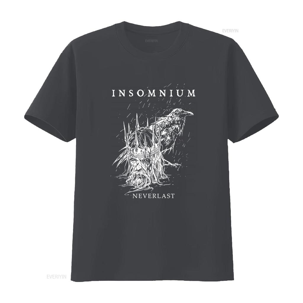 INSOMNIUM Neverlast T-Shirt Gotisches Krähenkrone Design für vintage gewaschene Mode Bequem Weich Vielseitig Dehnbares Grafikdesign