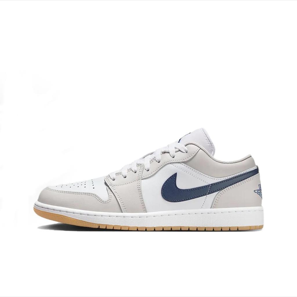 Jordan Air Jordan 1 Abrasion Resistant Support Low top Vintage Basketball Shoes Unisex Gray White 553558-146(Team384-A)