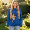 Entspannter Pullover Damen Haustier-Tasche Hoodie, Übergroßes Kapuzensweatshirt mit Kängurutasche, Katzenliebhaber Hoodie Hundetrage Top für Herbst Winter Lang