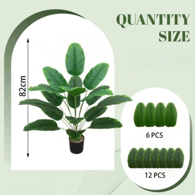 1 st Utan handfat Konstgjorda Växter Stor Tropisk Palm Falska Bananblad Äkta Plast Monstera För Hem Trädgård Fest Inredning