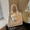 Dot-pattern Tote Bag - Cute Girl's Pink Single-shoulder Canvas Handbag