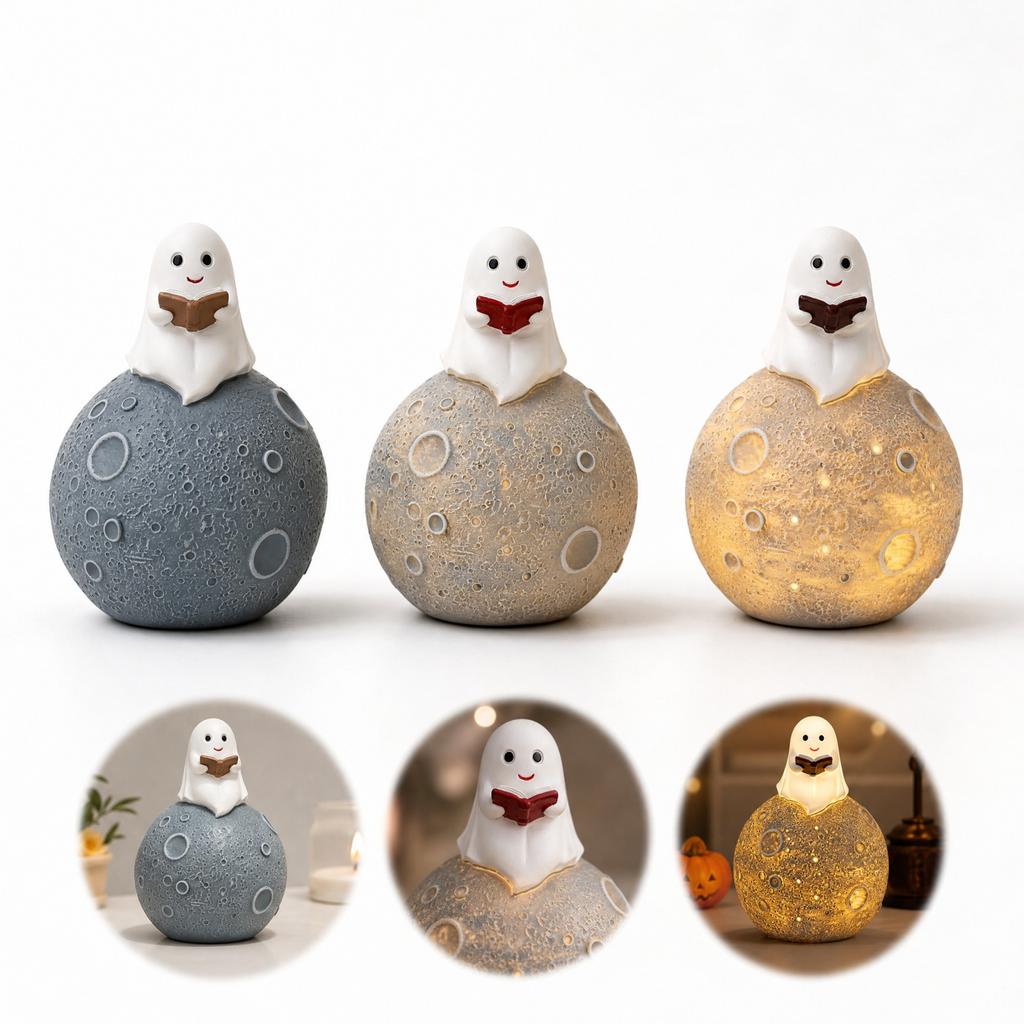 Moon Book Night Light - Decorative LED Book Shaped Night Light for Bedroom Bookshelf Home Decor