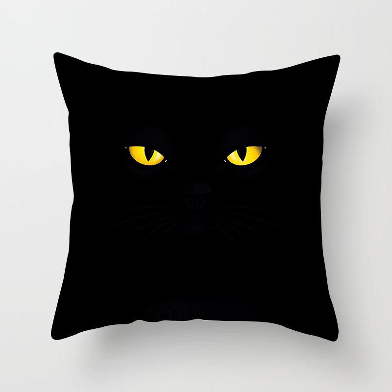 New Cartoon Black Cat Pattern Printed Pillowcase Home Sofa Pillowcase Cushion Cover
