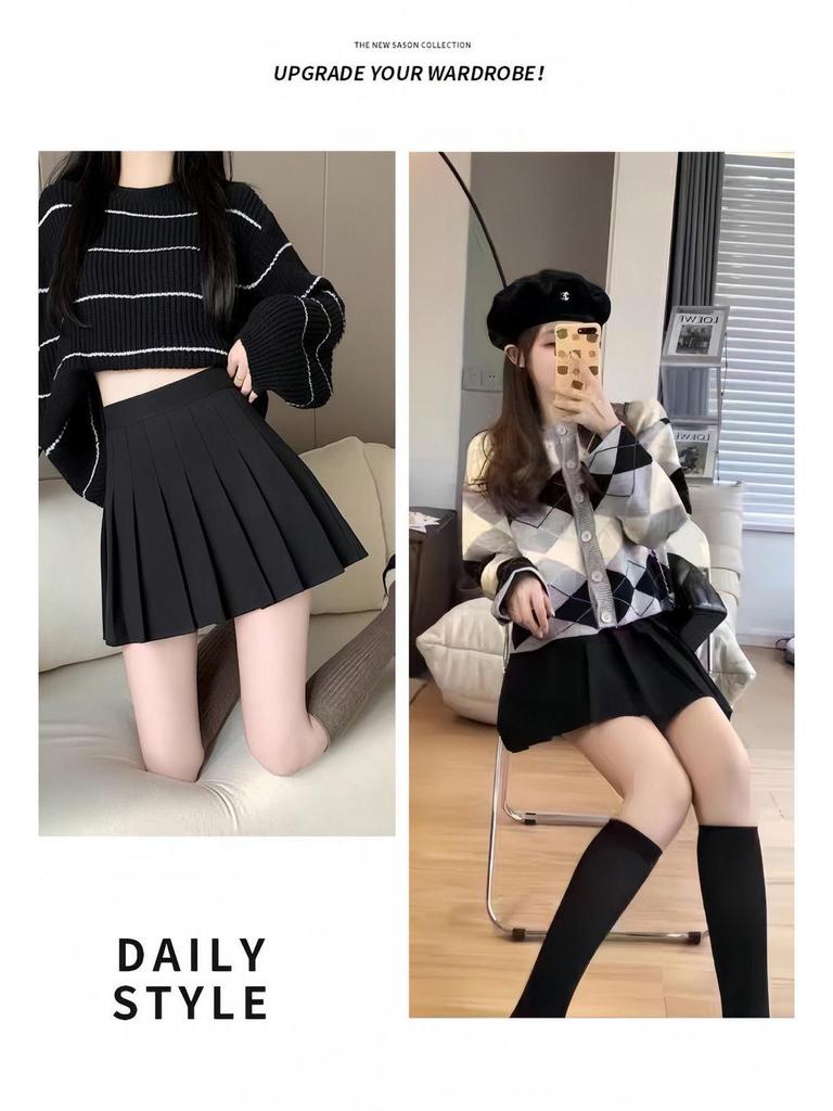 Petite Spódnica A-line z wysokim stanem z mieszanki wełny plisowana na jesień/zimę