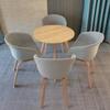 HANDUNYOU Solid Wood Dining Set with Linen Upholstered Chairs
