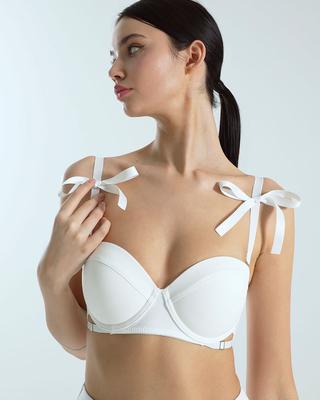 VINAJ Ribbon Basic Half Cup Bikini Bra (White)