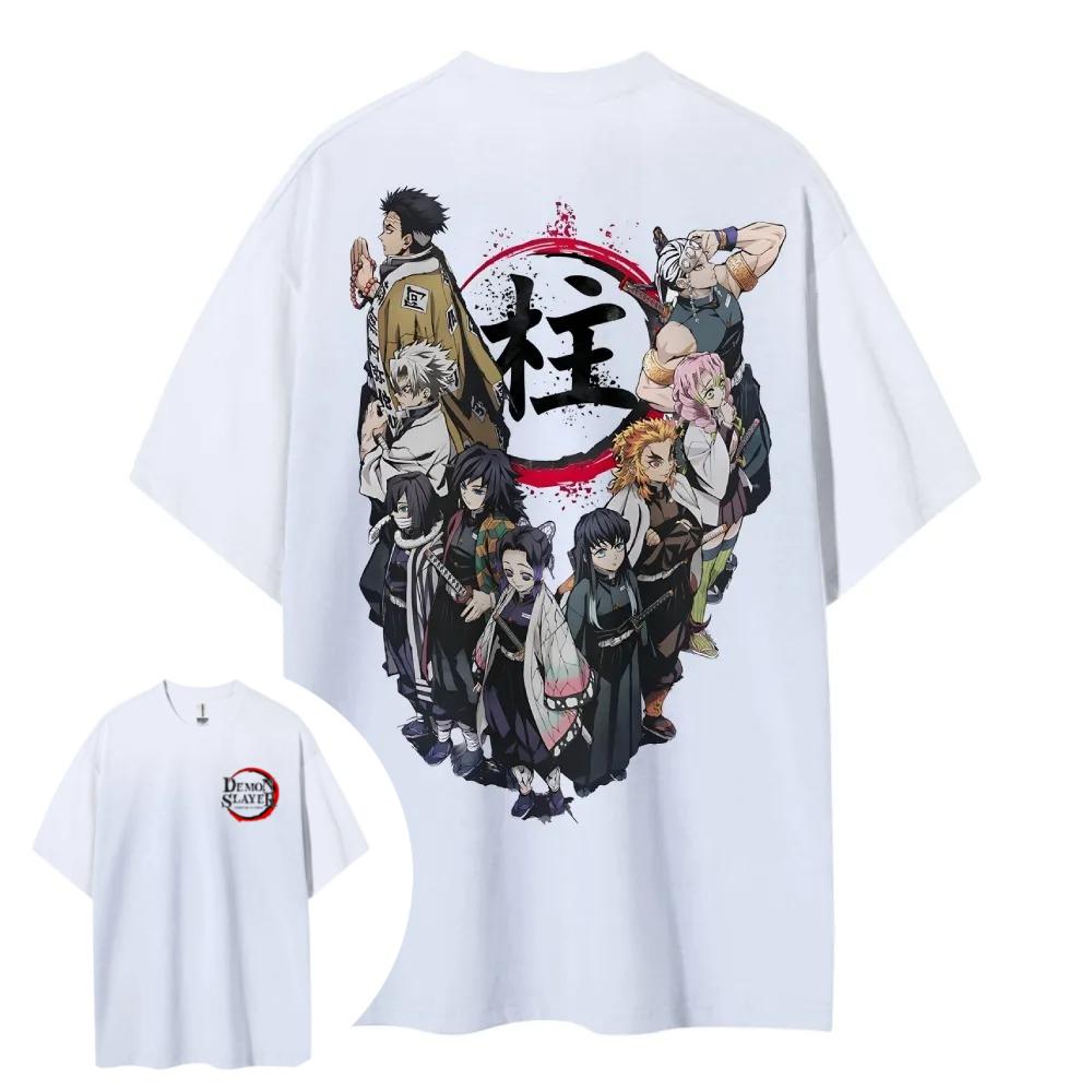 

2026 Summer New purecotton Demon Slayer anime pattern Loose leisure Short Sleeve Tshirt Round loose fashion casual style shirt L