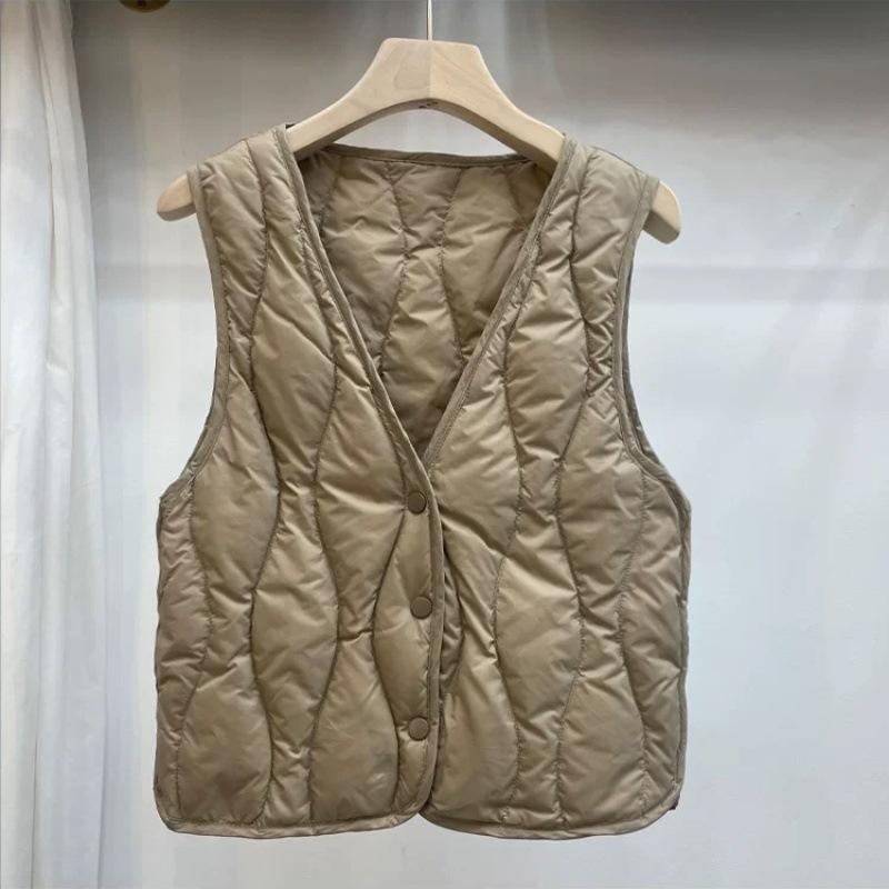 Autumn and winter light down vest women's short liner white duck down vest warm inner base sleeveless