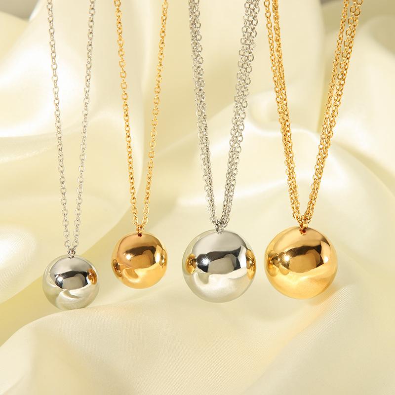 Trendy Ball Pendant Necklace 18K Gold Color Stainless Steel Beach Fashion Waterproof Jewelry 2024 Bijoux