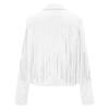 Women Faux Suede Leather Tassel Jackets - Vintage Lapel Open Front Cowboy  Long Sleeve Tassels Cardigan Coat Tops