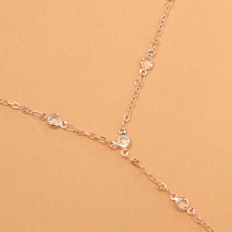 Light Luxury Round Rhinestone Bracelet For Women Simple Fine Bracelet Connet Finger Rings One-Piece Chains Jewelry Accessories
