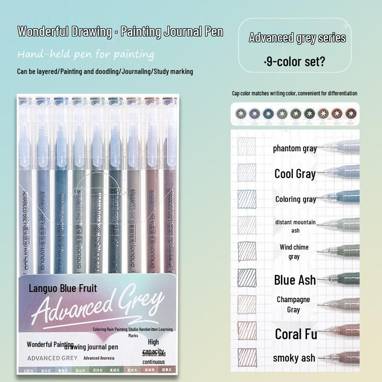 Blue Fruit Journal Pen Set: High-Capacity Neutral Pens for Drawing, Note-Taking, Highlighters, and Fine Tip Pens