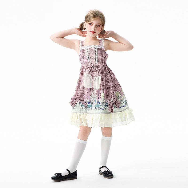 2026 Summer Idyllic Lace Children's Suspender Skirt Lolita Children's Clothing Lolita Princess Dress Girls Dress