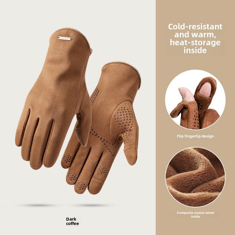 Suede Touchscreen Gloves: Windproof, Warm, Unisex for Autumn/Winter - Ideal for Outdoor, Riding, Skiing, Motorcycling