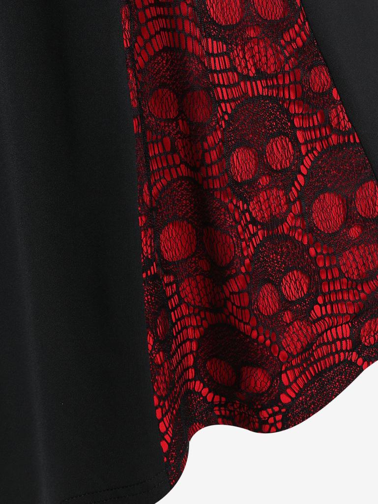 Sukienka Rosegal Plus Size z czaszkami, kabaretkami i marszczonymi krzyżowymi klamrami