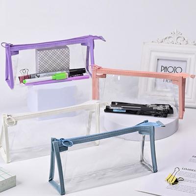 Estuche Triángulo con Cremallera PVC Bolsita de Papelería Bolso de Almacenamiento de Moda Estudiante