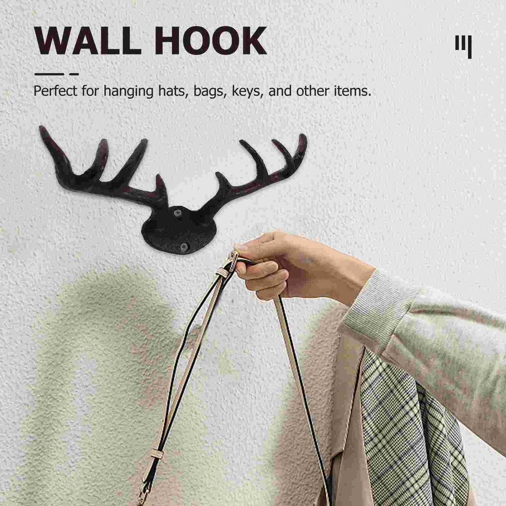 Gusseisen Geweih Haken Wandaufhänger Retro Mantel Mehrzweck Vintage Schlüssel Aufhängen Montiert