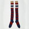 Women Vintage Colorful Striped Knitted Thigh High Tube Stockings Preppy Style Slouchy Over Knee Boot Socks Leg Warmers