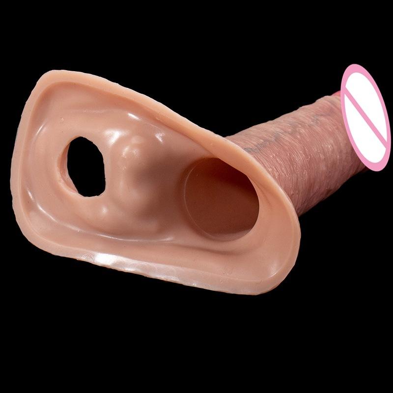 S M L Flüssigsilikon Penis Hülle Hohl Falsche Vergrößerungshülle Männer Sexspielzeug Verzögerung Ejakulation Verstärker Lustprodukt
