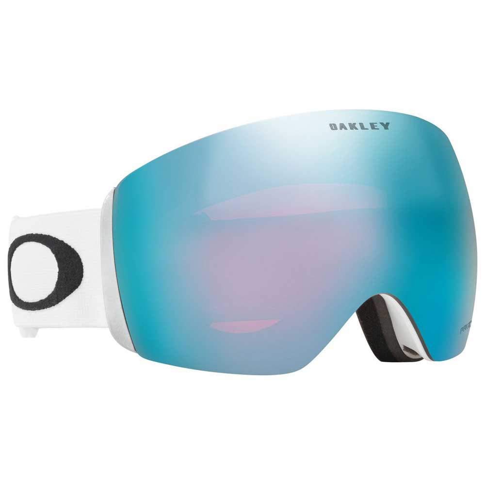 Oakley Sneeuwbril OO7050 Flight Deck L Mat Wit Prizm Saffier Iridium Lens Frameloos Grote Pasvorm Reguliere Import
