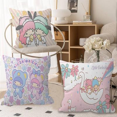 Cute L-Little T-Twin S-Stars Pillow Covers Cartoon Sofa Decorative Home Double-sided Printing Short Plush Cute Cushion Cover