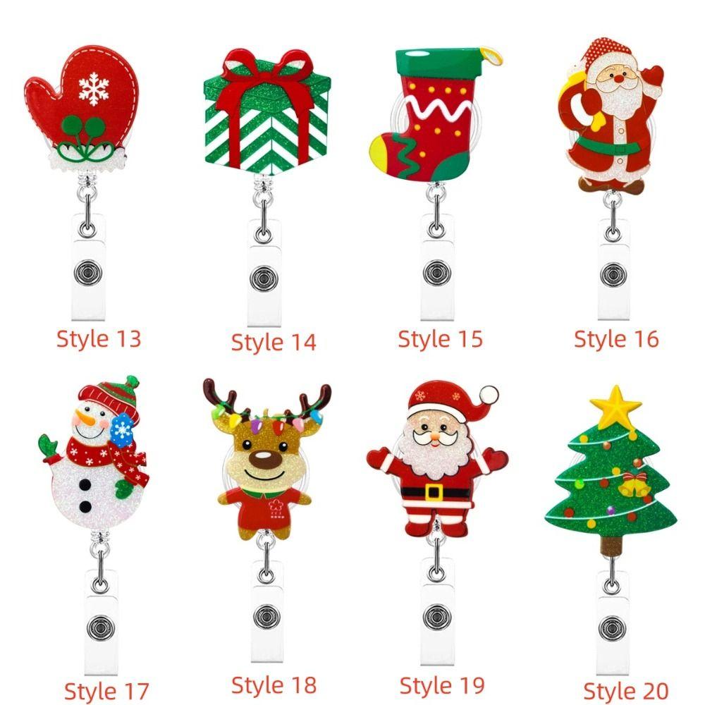 Snowman Elk Christmas Badge Reel Santa Claus ID Card Holder  Doctor Student