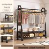 Movable Floor-Standing Coat and Clothes Rack for Bedroom Use