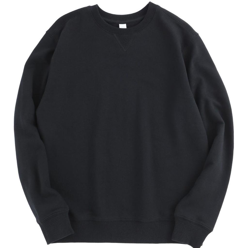 380g Heavyweight Combed Cotton Crewneck Sweatshirt, Fleece Long Sleeve Pullover, Relaxed Fit Triangle Cut, Unisex