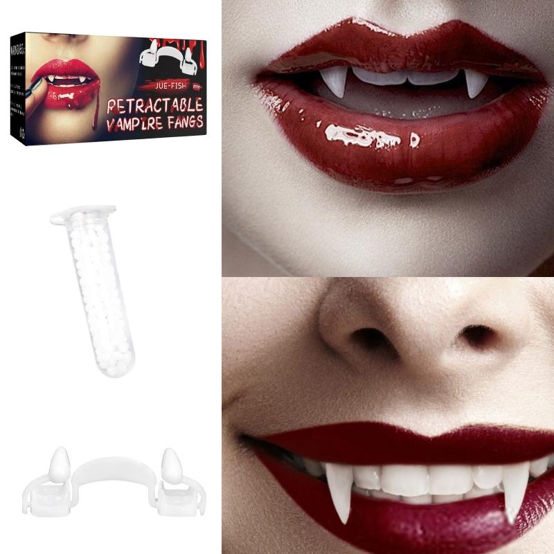 Retractable for Vampire Fangs Fangs Spoof Teeth Party Dance Halloween Costume Props Masquerade Accessory Gift for Hallow