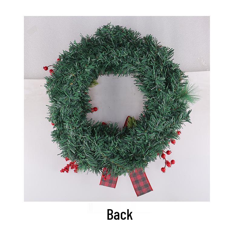 Přeshraniční vánoční červeno-černý kostkovaný věnec s mašlí a bobulovou révou, dekorace na dveře