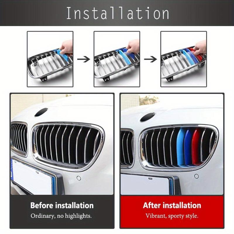 1 set 3 st M-Färg För BMW Grillinsats Lister Rand Bilgrill Trim Klämma För 3-serien F30 2013-2019