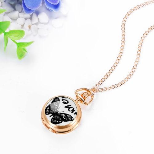 Antique Pocket Watch with Cover, Analog Display, Pendant Watch, Waterproof, Gold, Retro Fashion Accessory for Women (d)