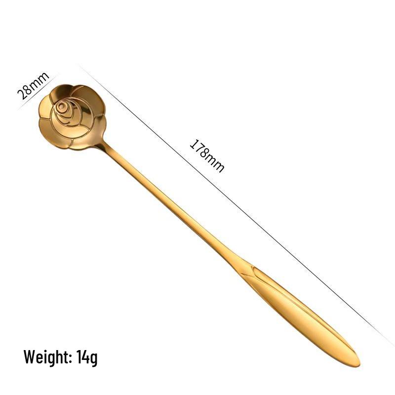 Cherry Blossom Stainless Steel Long Handle Stirring Spoon for Coffee, Dessert, and Honey