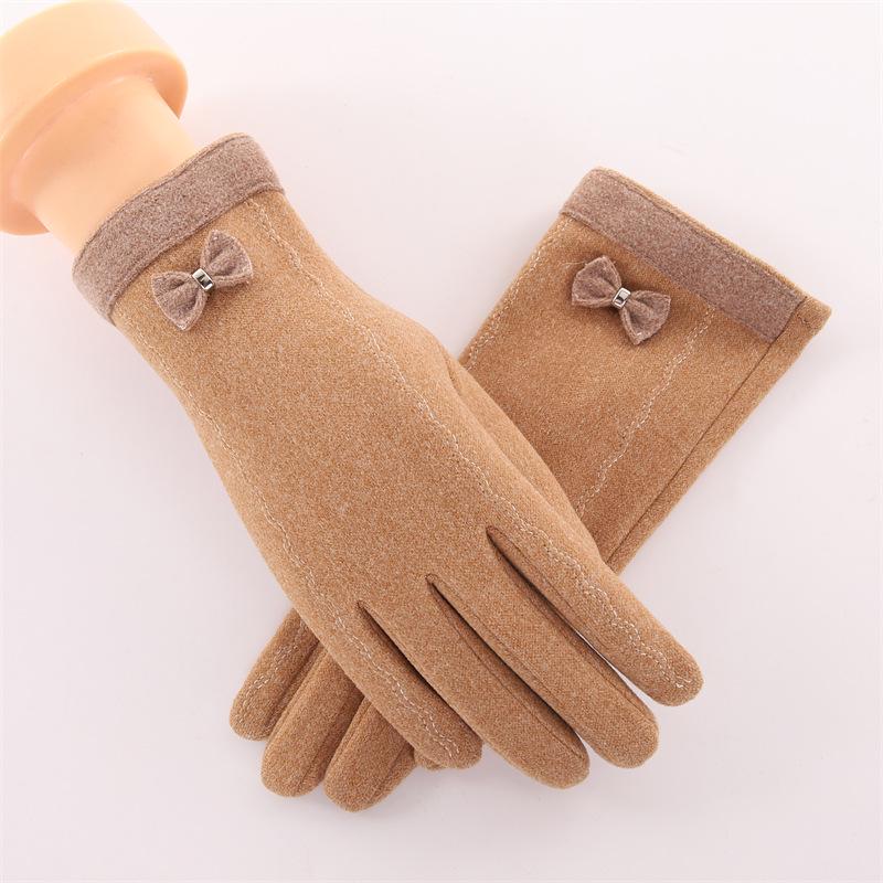 Dames Winter Touchscreen Handschoenen - Warm Fleece-Gevoerd met Strik & Konijnenbont voor Buiten Rijden