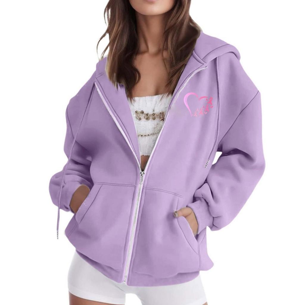 Women's Casual Long Sleeve Hooded Sweatshirt with Breast Printed Graphic
