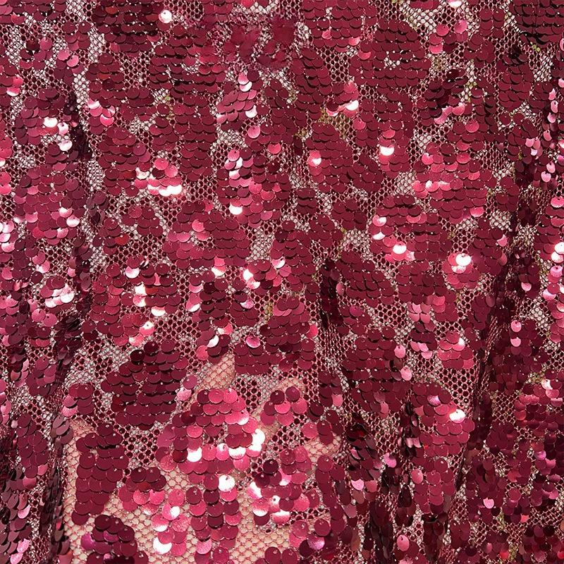 1/3Yard Gradient Full Shiny Sequin Fabric Embroidered Netting Material for Wedding Dresses Evening Gowns Cheongsam Sequin Fabric