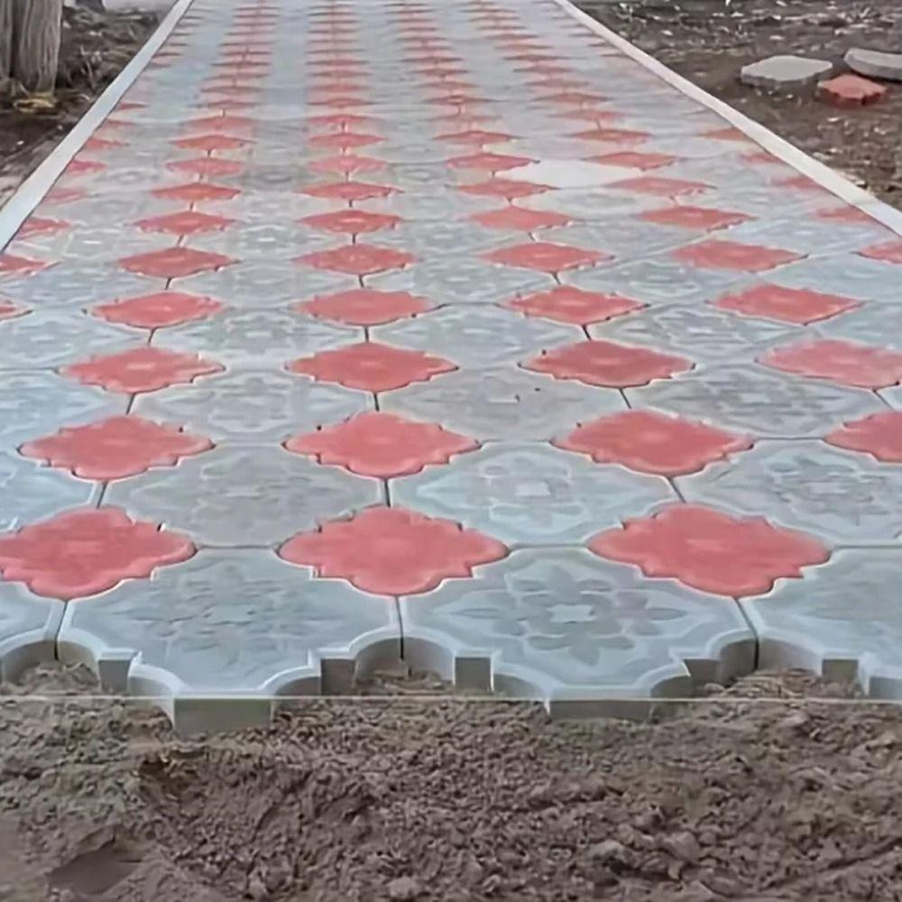 2Pcs/Set 30cm Paving Brick Mould Big Small Flowers Plastic Concrete Path Maker Mold Reusable DIY Walk Maker
