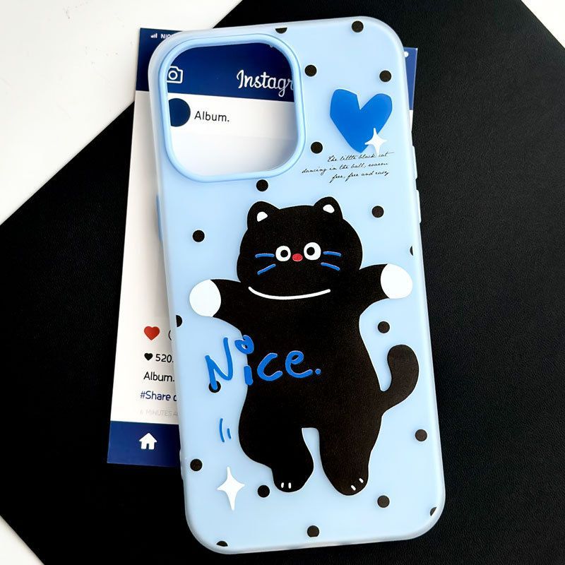 Nice Black Cat Applies To Apple 16/17promax Mobile Phone Case iPhone14 Skin Scrub 13/12 Jelly 15