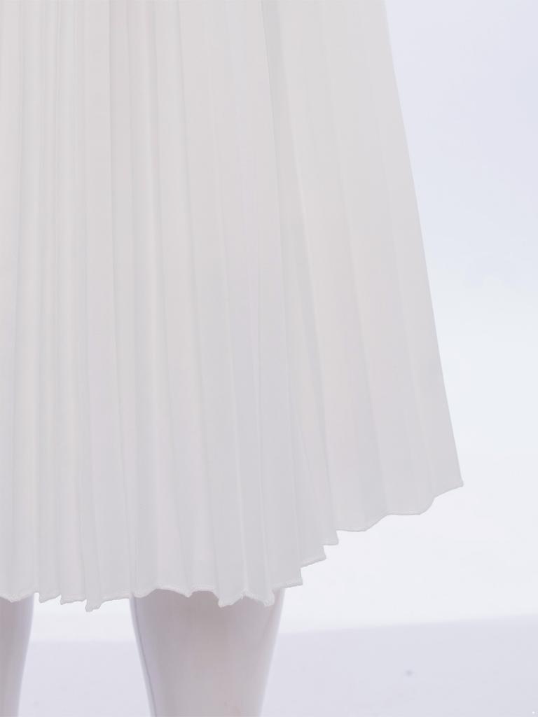 Girls High Waist Elastic Waistband Solid Color Pleated Skirt with Lining Flowy Holiday Birthday Skirt