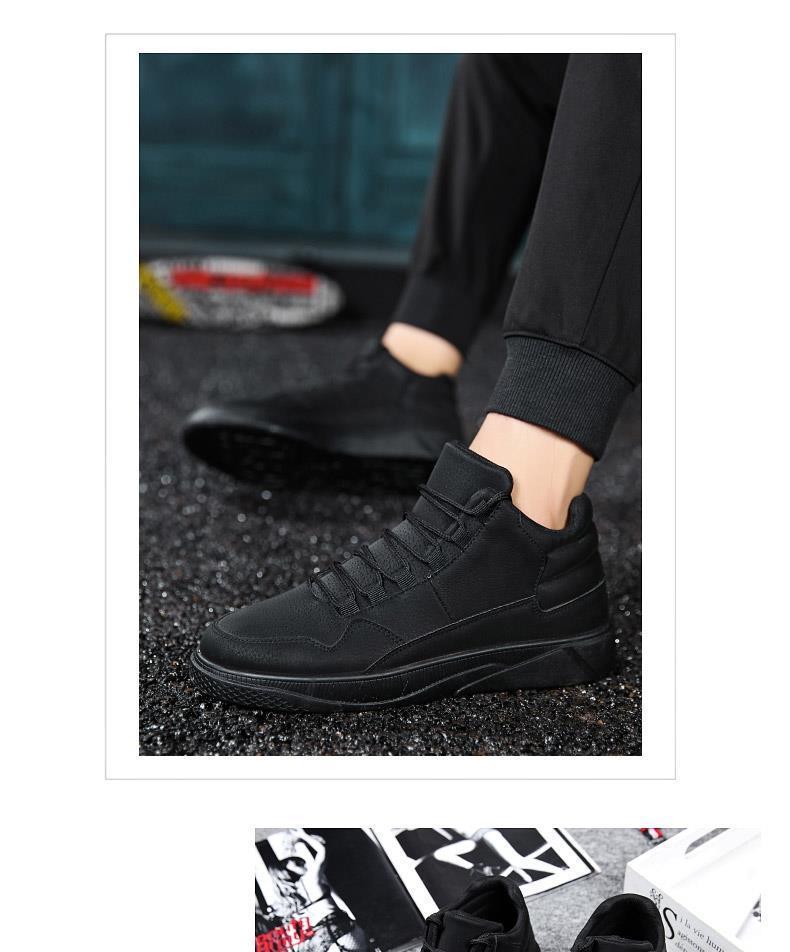 Zapatillas Deportivas de Caña Alta Rojas para Hombre - Estilo Coreano, Otoño/Invierno, con Terciopelo, Calzado Casual de Moda.