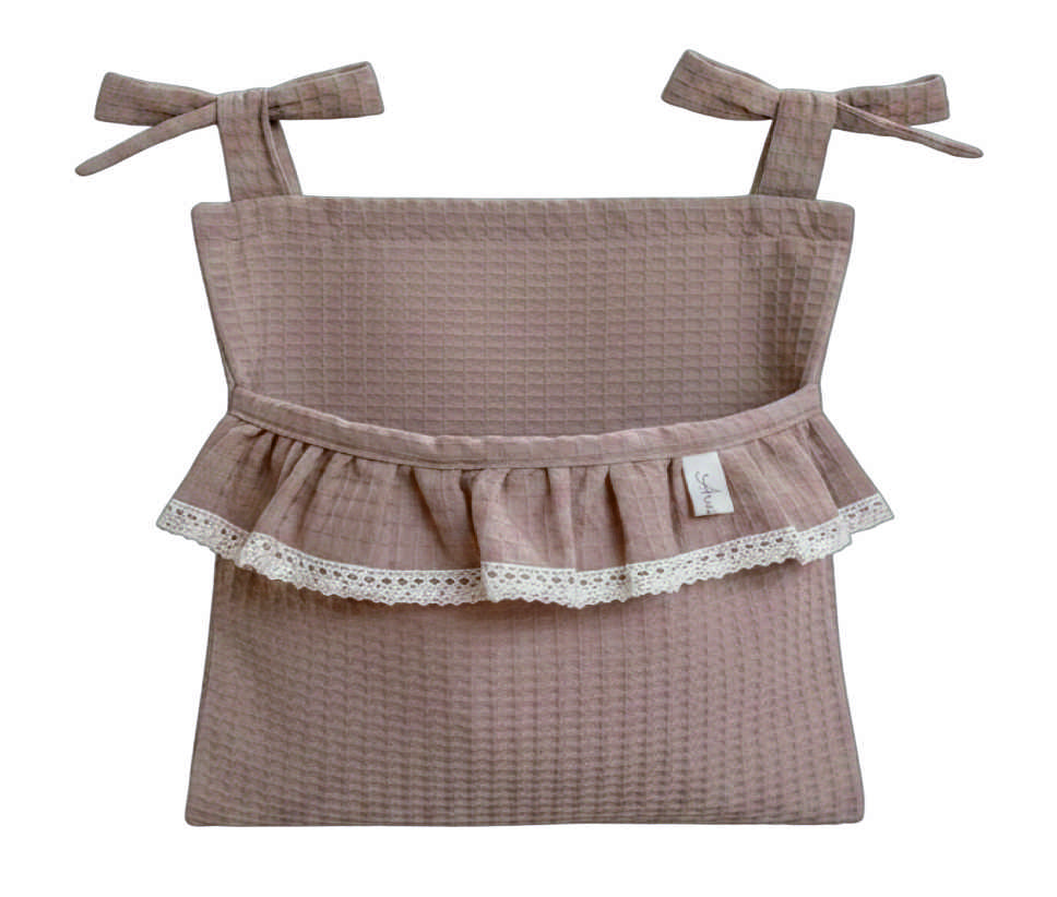 Lovely Line Crib Organizer with Lace Ruffle - Brown