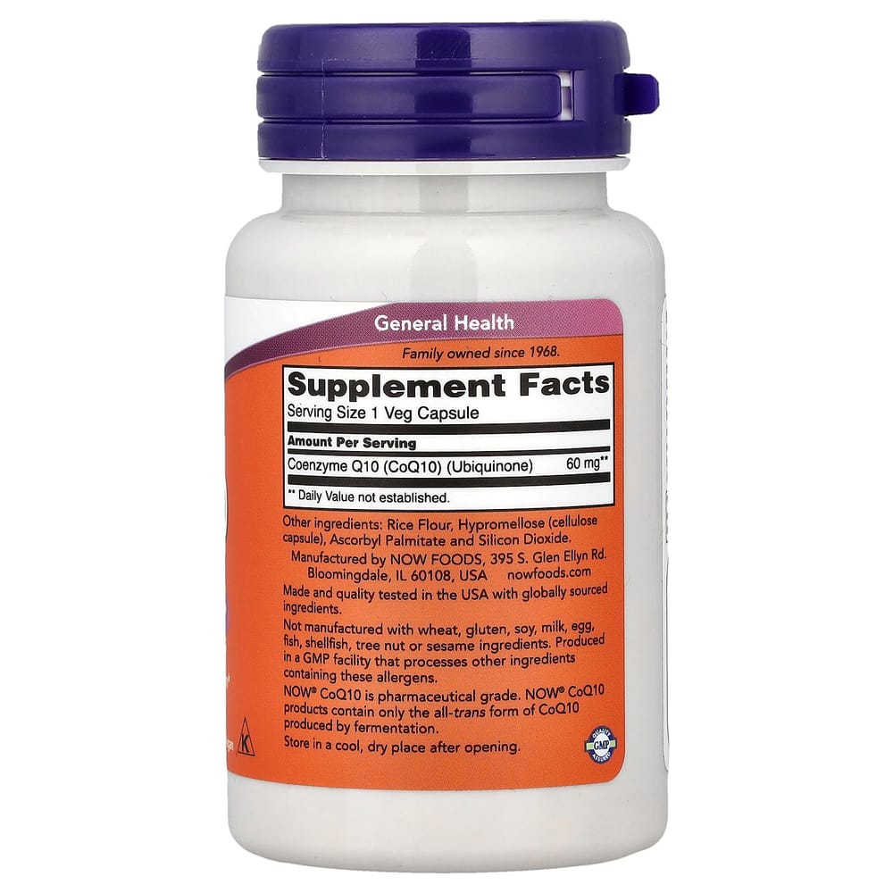Now Foods CoQ10 60mg Veg Capsules, 60 Count