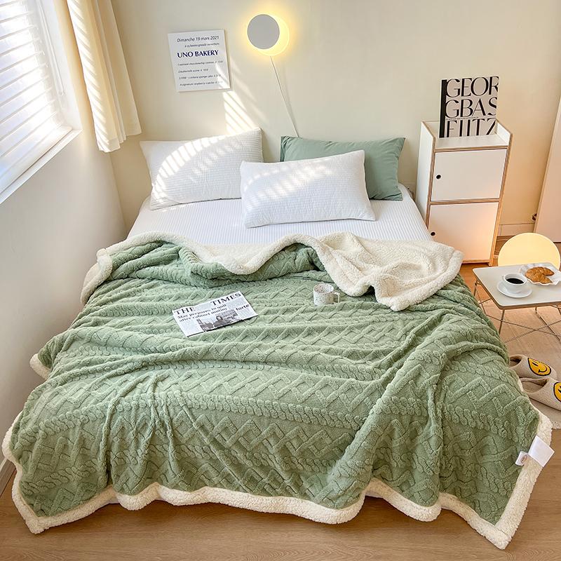 Double-Layer Thick Taffeta Fleece Blanket Soft Cozy Geometric Pattern Throw Blanket for Sofa Bed Travel Camping All-Season Plaid 0.7x1.0m Very Small