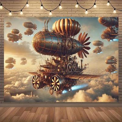 2D Plane 1 Dynamic Steam-punk Spaceship Background Decoration Room Garden