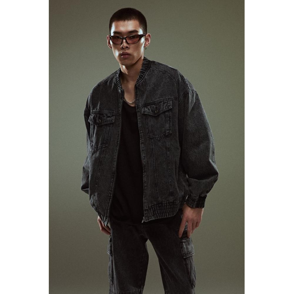 H M Loose Fit deniM Jacket Dark deniM Grey