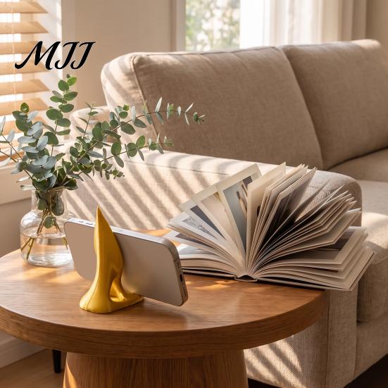 Minimalist Leaf Design Phone Stand 3D Printed Holder, Desktop Cell for Office and Unique Gift Plant Lovers Home, Realistic Bionic Mount, Lightweight