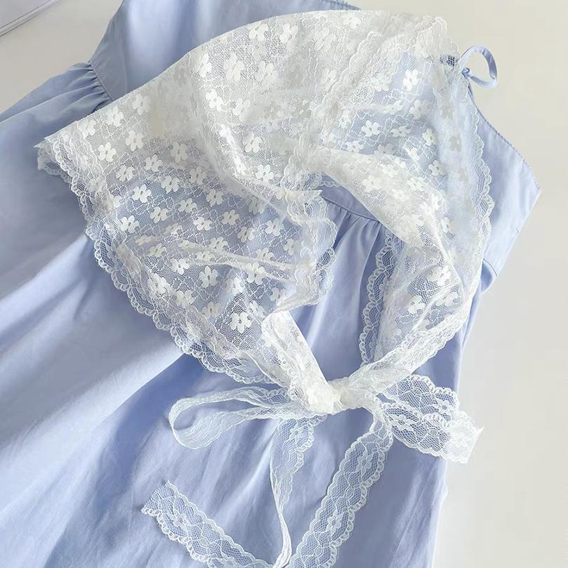 AWAYTR Summer White Woven Floral Lace Hair Scarf Wraps Women Retro Triangle Headscarf Hat Travel Photo Headband Hair Accessories