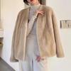 Autumn and Winter New Women Fashion Faux Fur V-neck Coat
